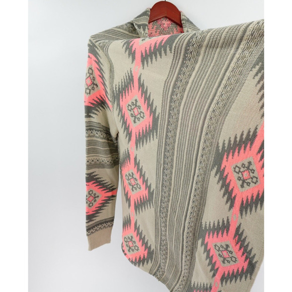 Dreamers Tribal Cardigan Womens S-M Pink Open Front Southwestern - Picture 5 of 16